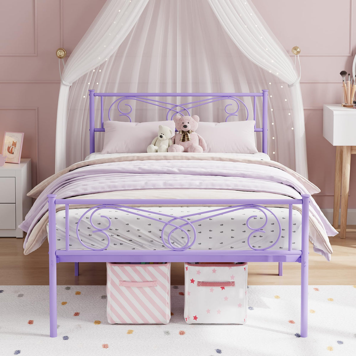 Twin Size Metal Bed Frame with Headboard L119