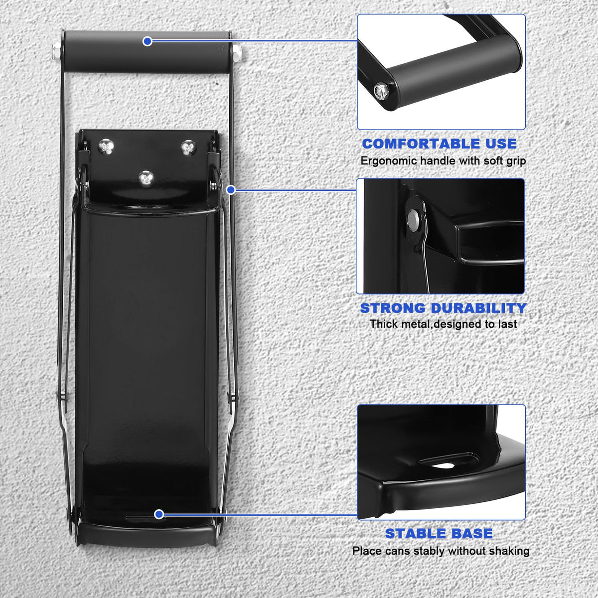 Black Wall Mounted Can Crusher with Bottle Opener O53618