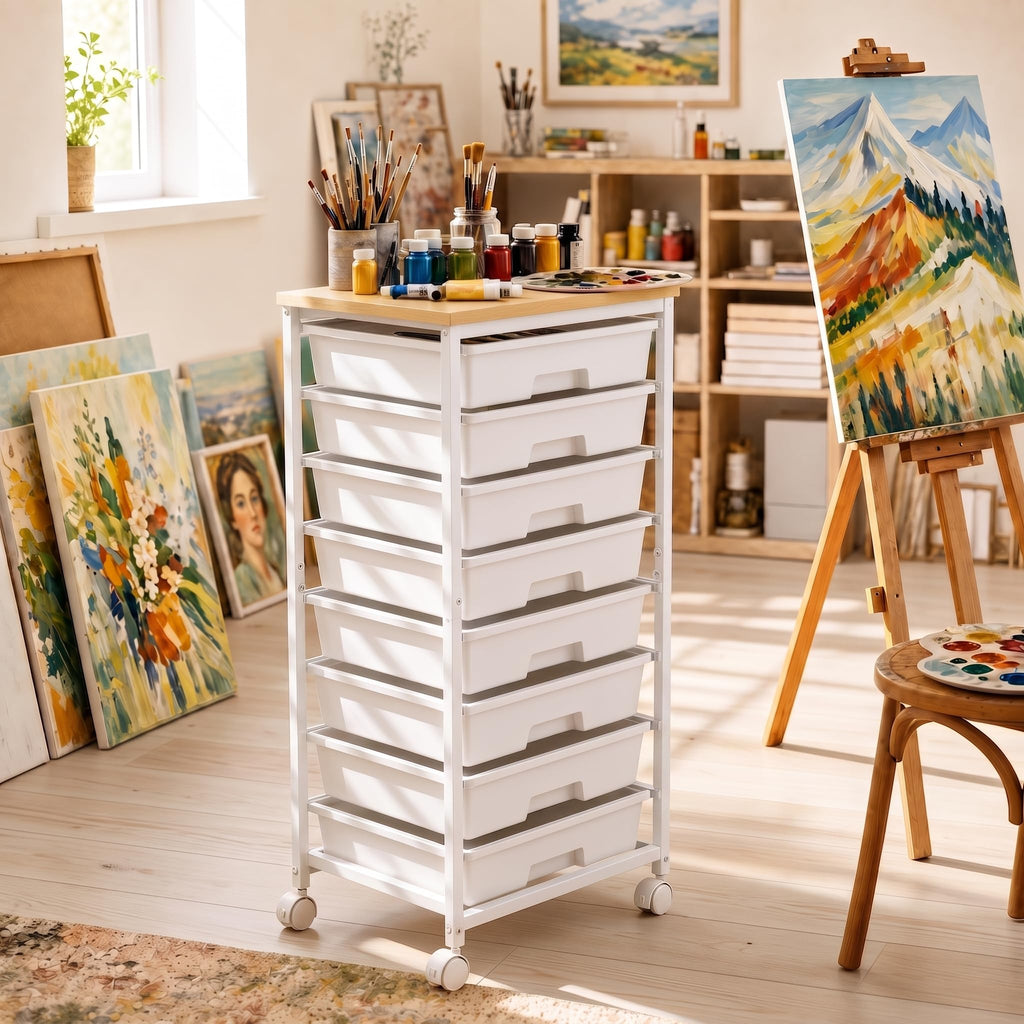 Rolling Cart with 8 Drawers A458