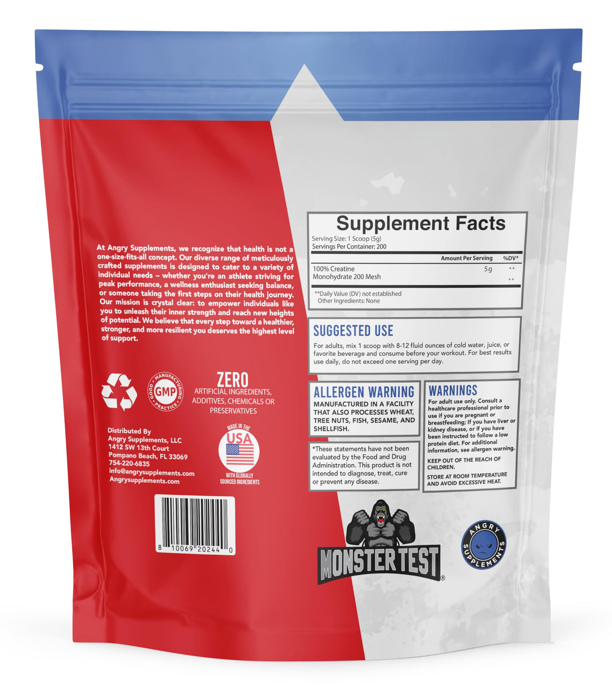 Unflavored Creatine Monohydrate Powder 1 Kilo V749
