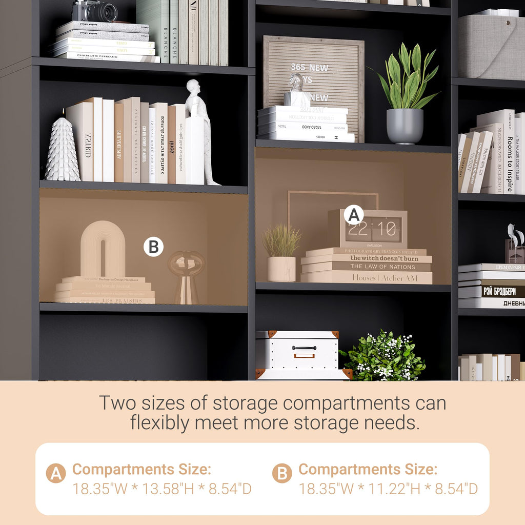Black 6 Tier 17 Shelf Bookshelf N3626