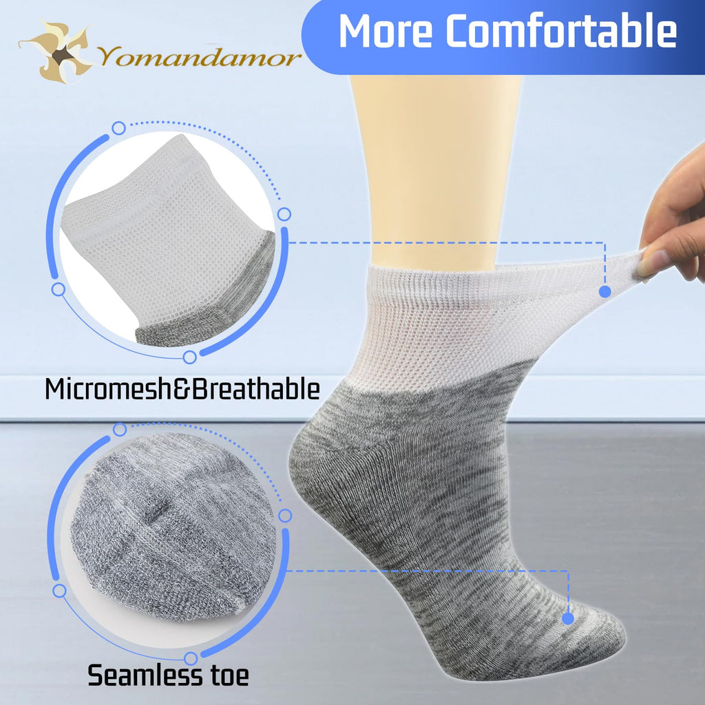 6 Pairs Diabetic Ankle Socks with Non-Binding Top and Cushion Sole K188