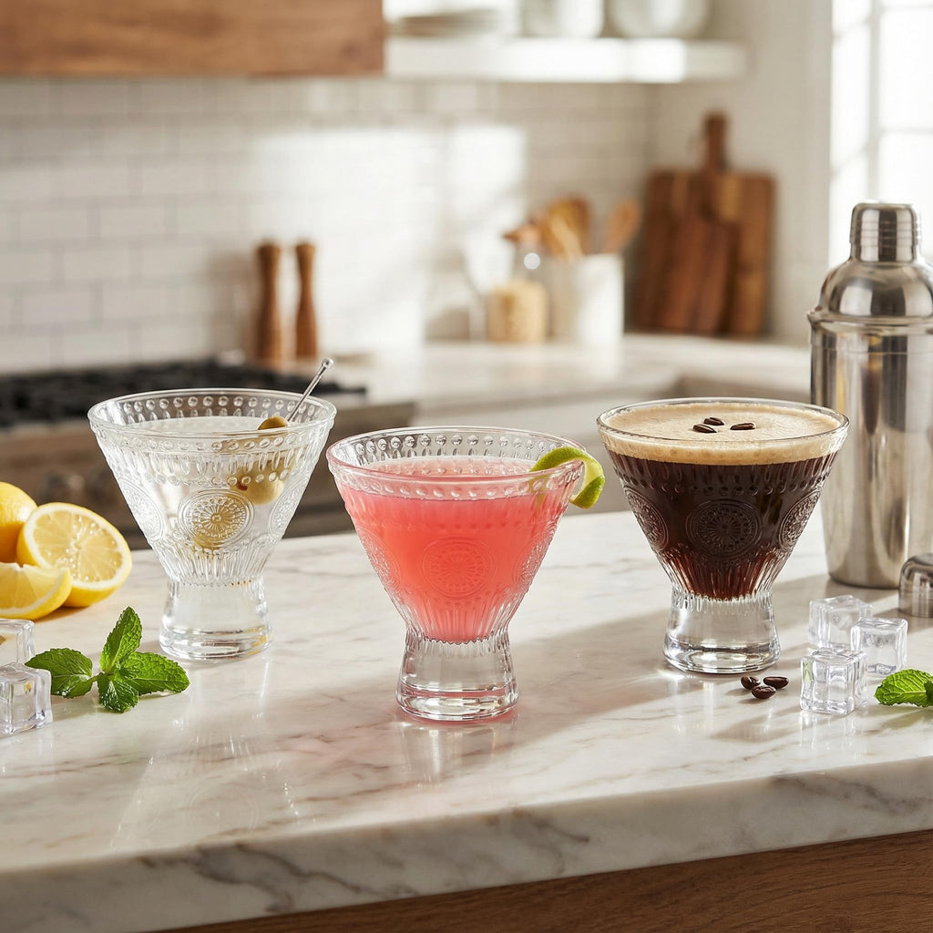 6 Pack 8 oz Stemless Martini Glasses G3529
