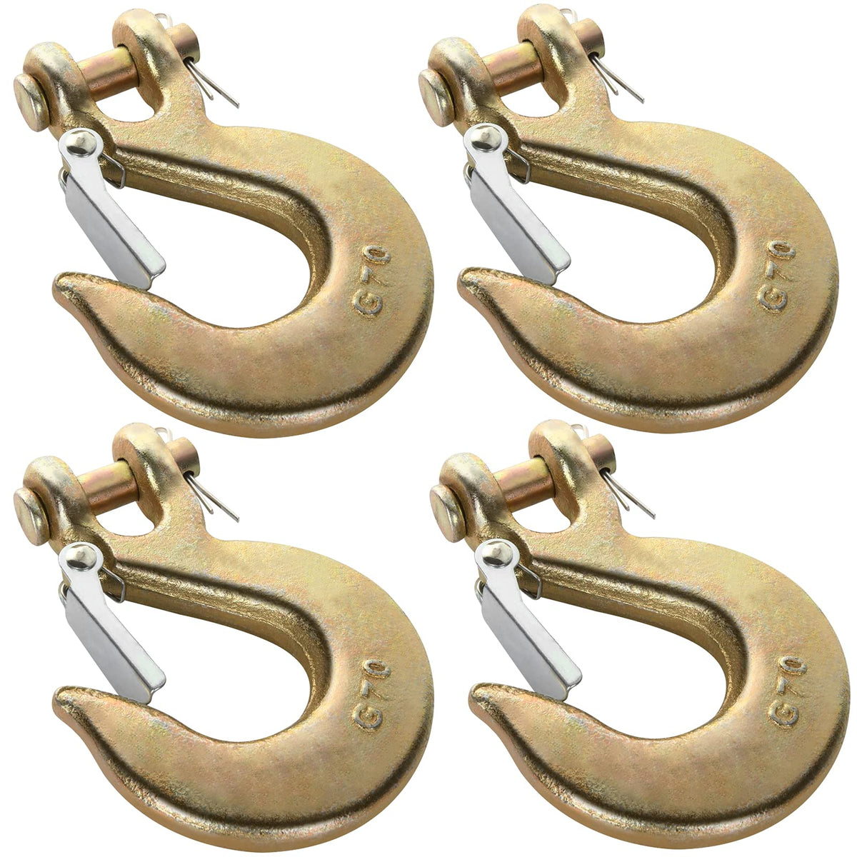 3/8 Inch Heavy Duty Forged Steel Clevis Slip Hook with Latch, 4 Pack U791