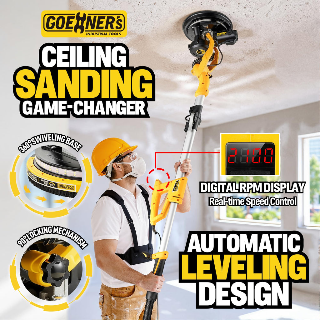 950W Electric Drywall Sander with Vacuum Dust Collector K2638
