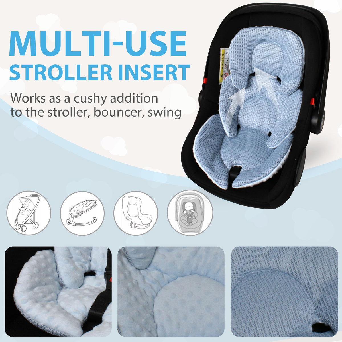 Infant Carseat Insert 2-in-1 Reversible Support Pad W610239