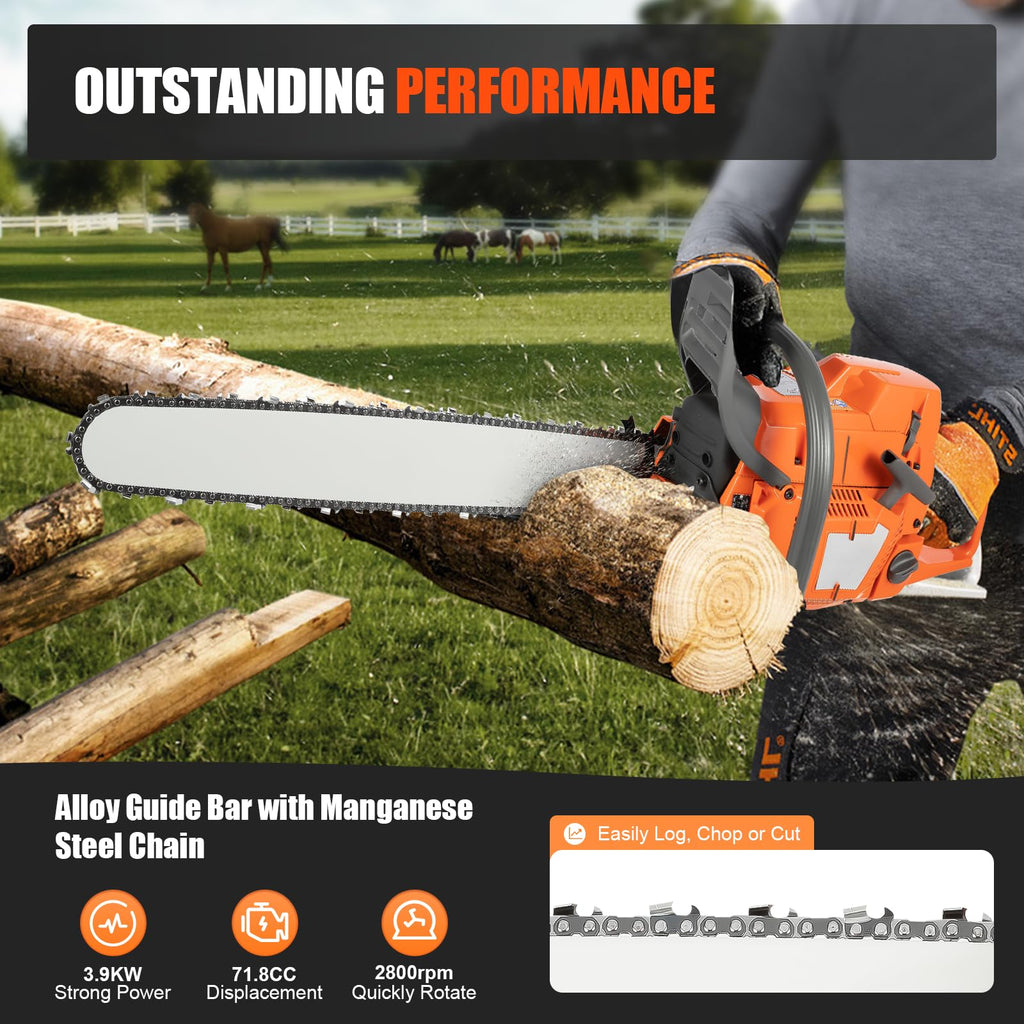 71.8CC 24inch 2-Stroke Gas Chainsaw E695918
