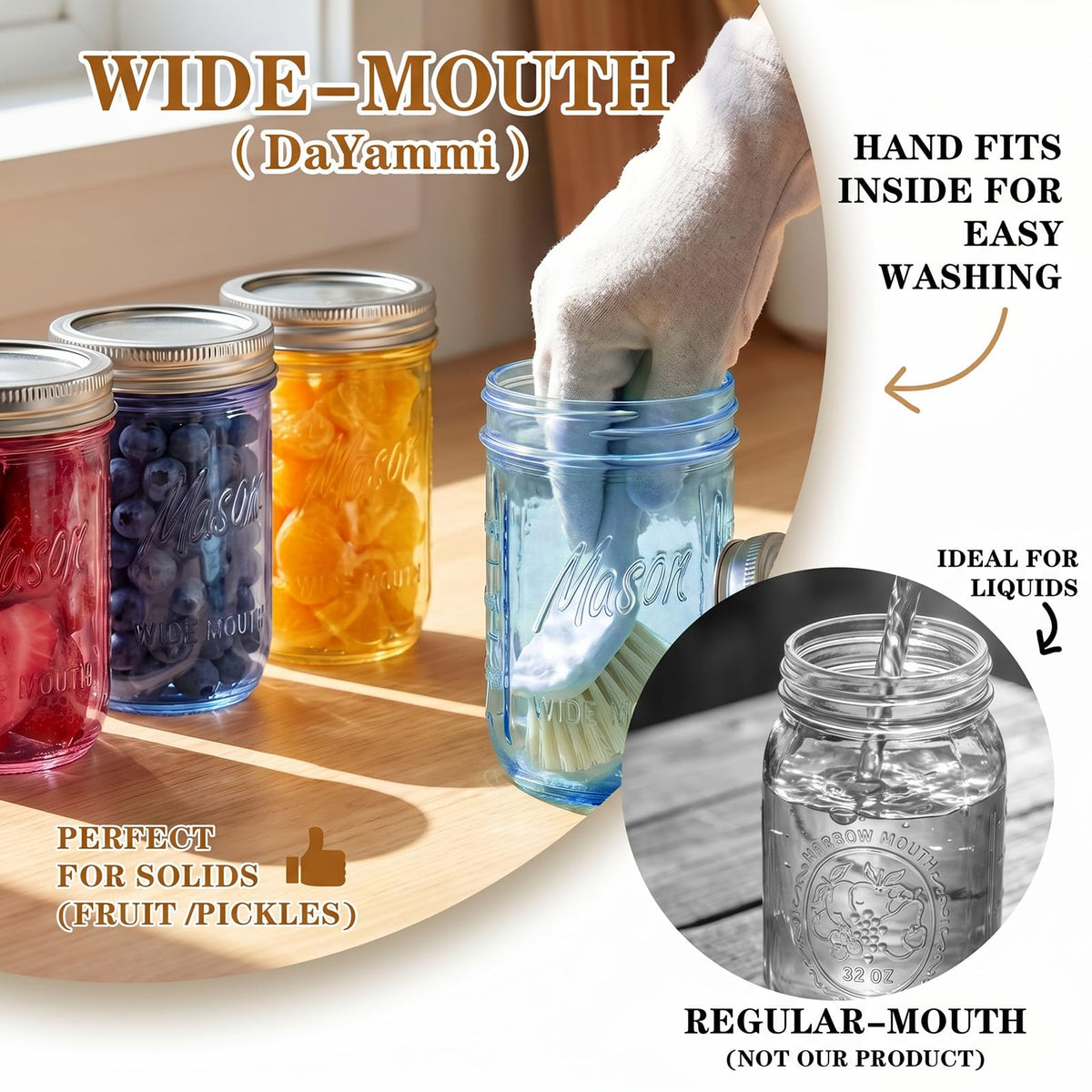 12 Pack 16 oz Wide Mouth Mason Jars with Lids V285