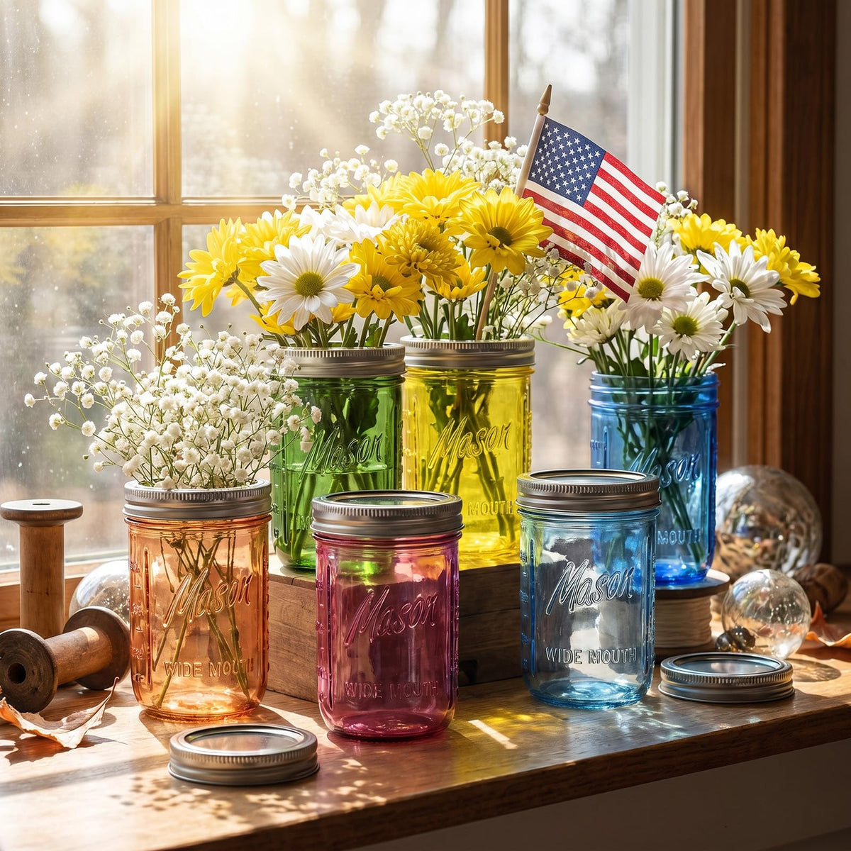 12 Pack 16 oz Wide Mouth Mason Jars with Lids V285