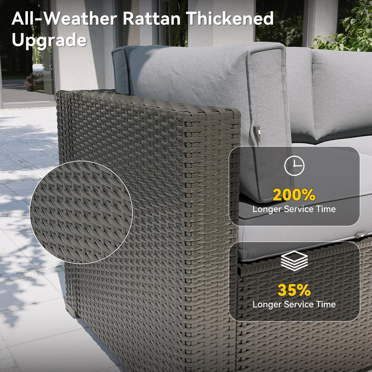 7 Piece Wicker Rattan Outdoor Sectional Sofa Set Q242