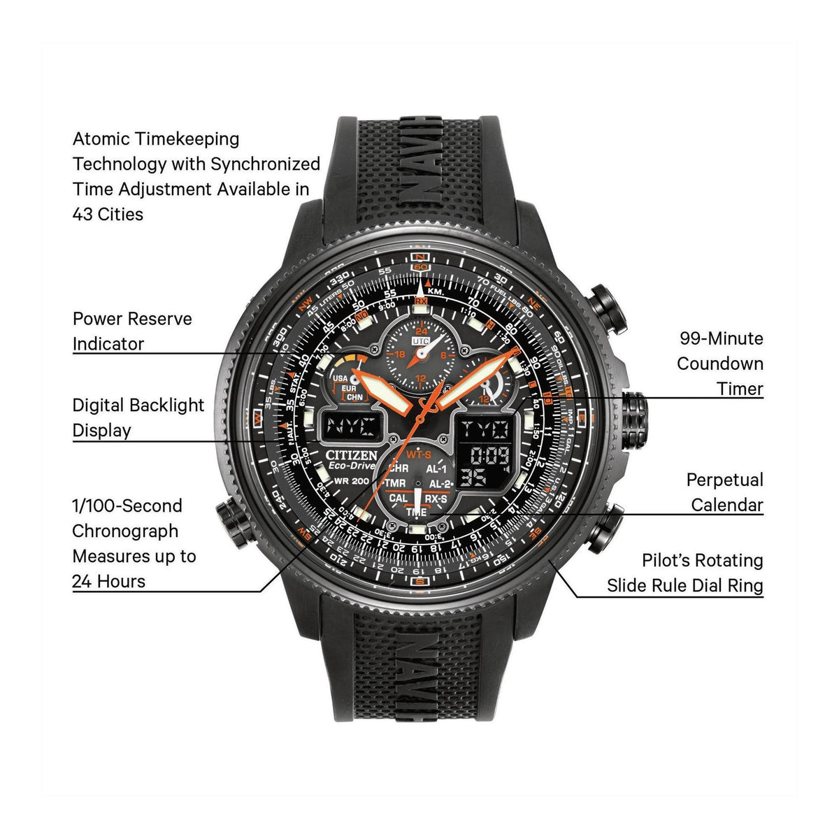 Eco-Drive Pilot Chronograph Watch I553