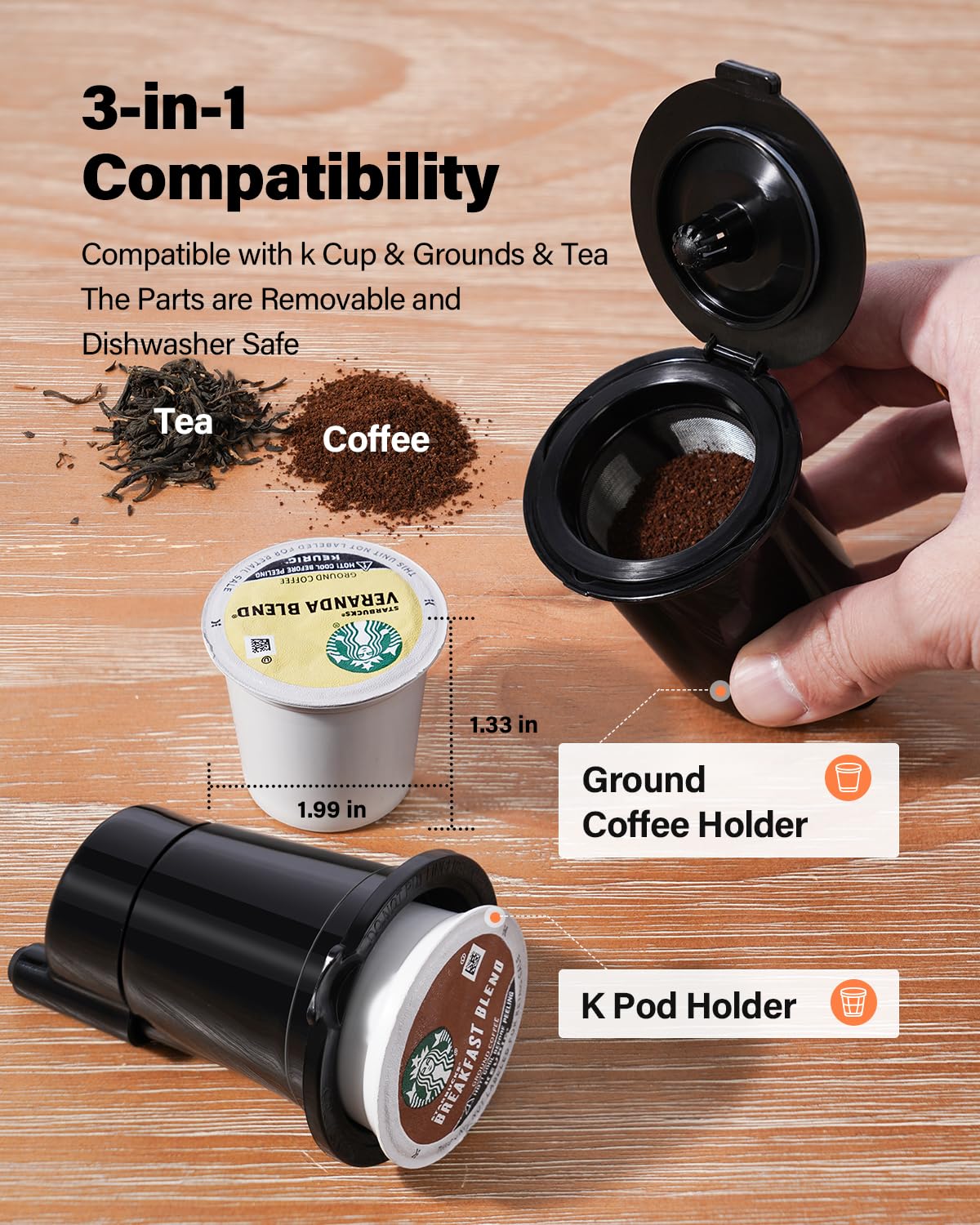 Single Serve Coffee Maker for K Cup and Grounds, White H739876