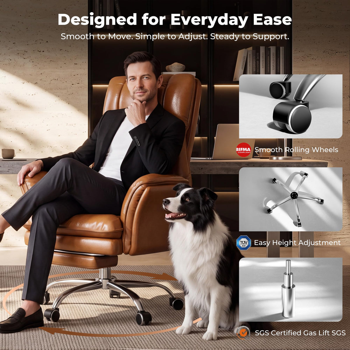 Big and Tall Office Chair with Flip Armrests U5358