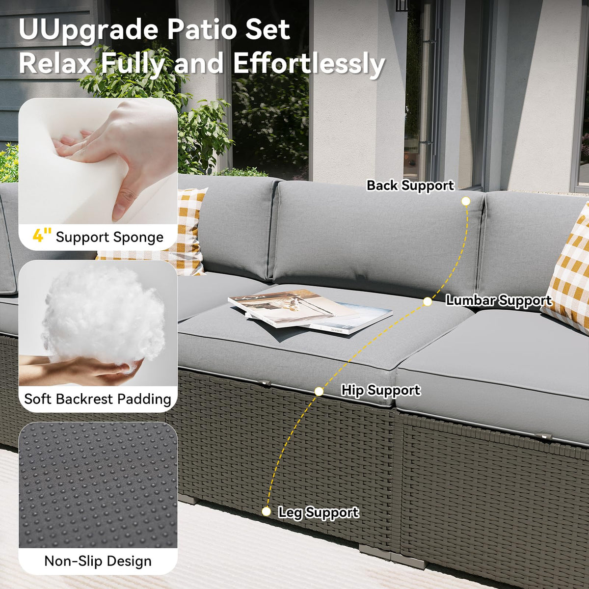 7 Piece Wicker Rattan Outdoor Sectional Sofa Set Q242