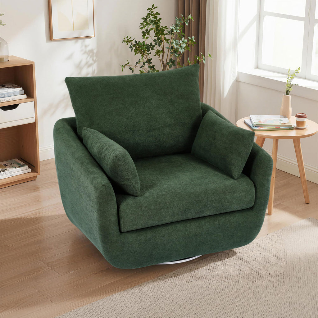 Oversized Sherpa Boucle Fabric Swivel Accent Armchair Set of 2 Y2335