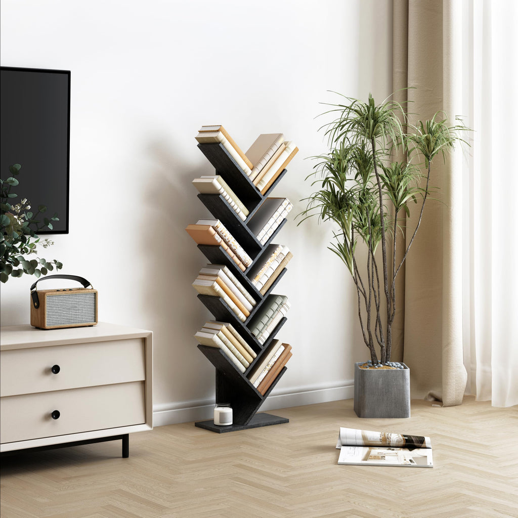 10 Tier Black Tree Bookshelf P3020