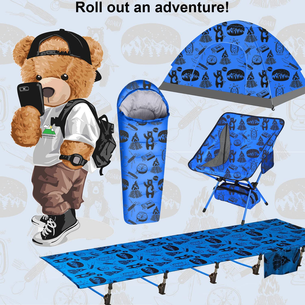 Blue Portable Folding Kids Camping Cot K360