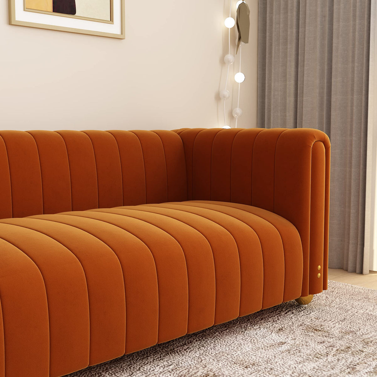 Orange Velvet 3 Seat Sofa M524673