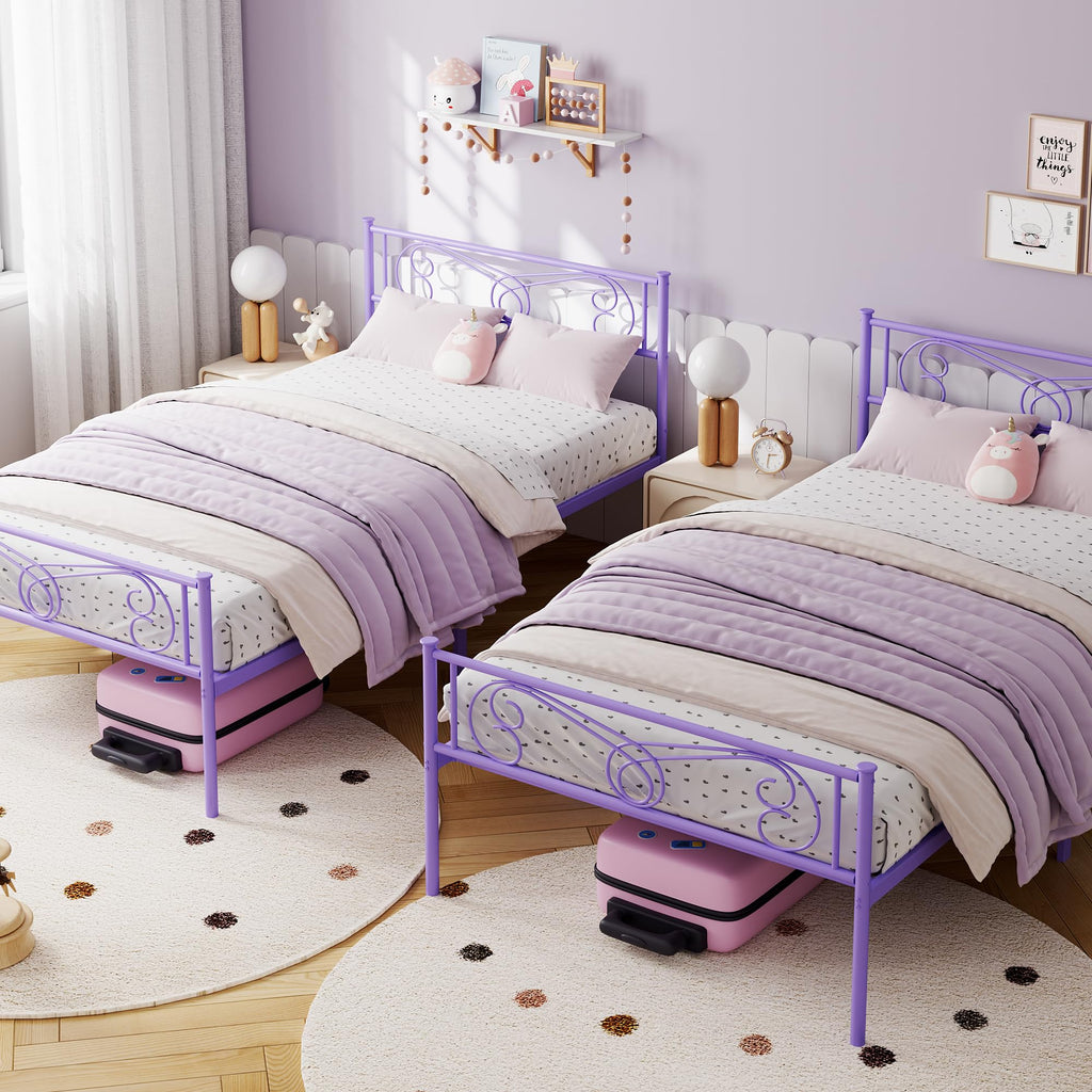 Twin Size Metal Bed Frame with Headboard L119