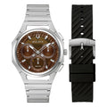 Brown Dial Stainless Steel Chronograph Watch Set 41.5mm E700248