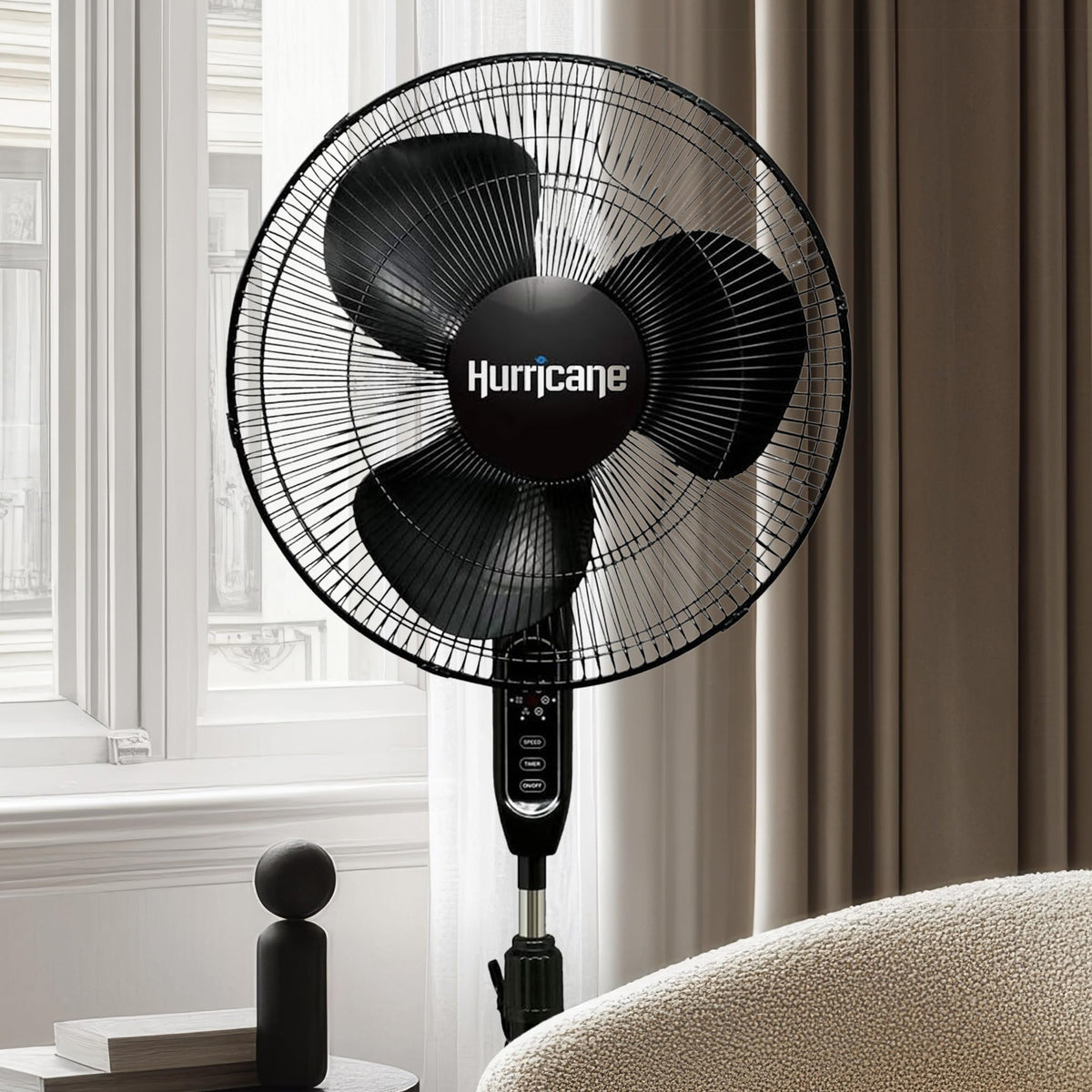 Black 16" Oscillating Pedestal Stand Fan with Remote Control E225646