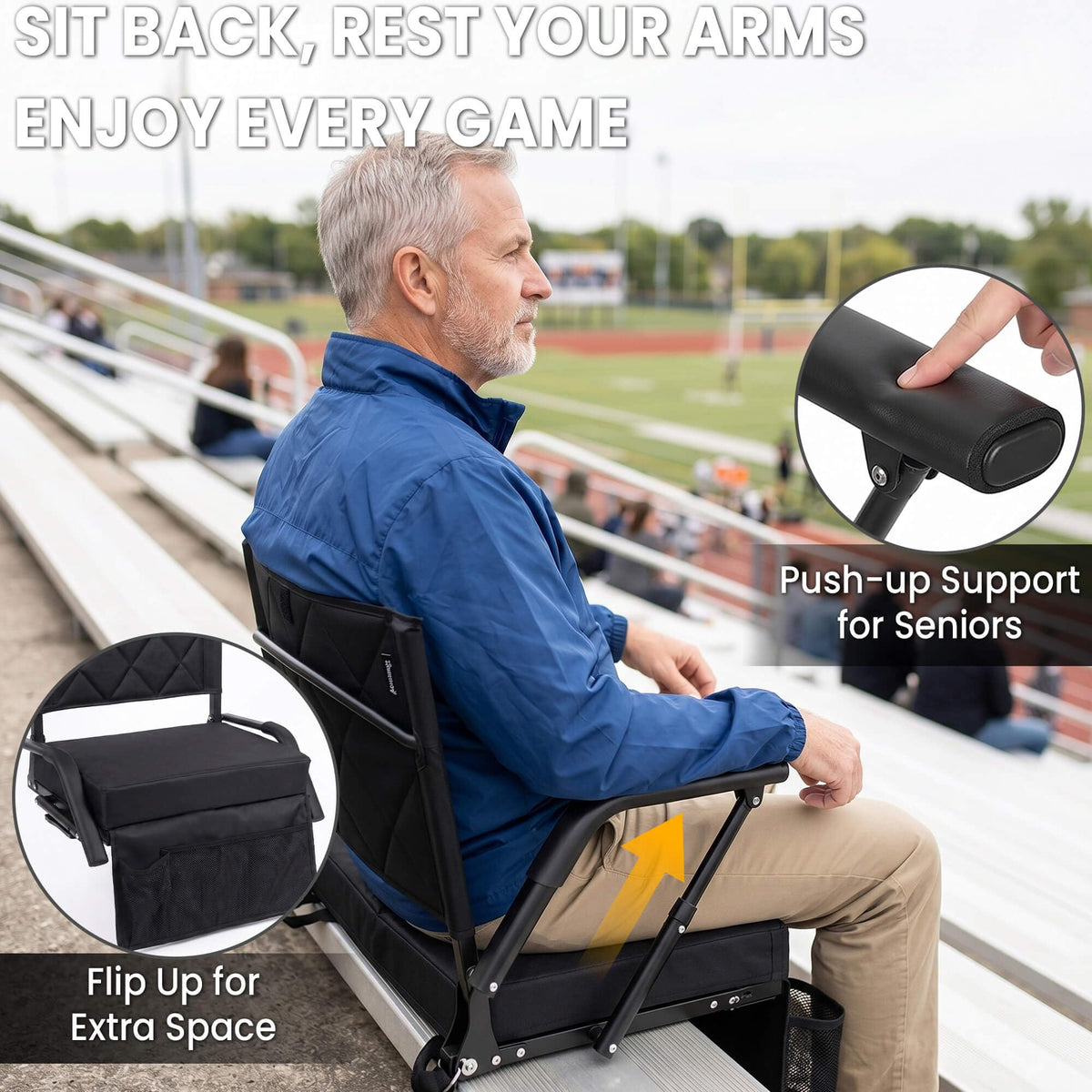 Portable Folding Stadium Seat with Back Support Y65301