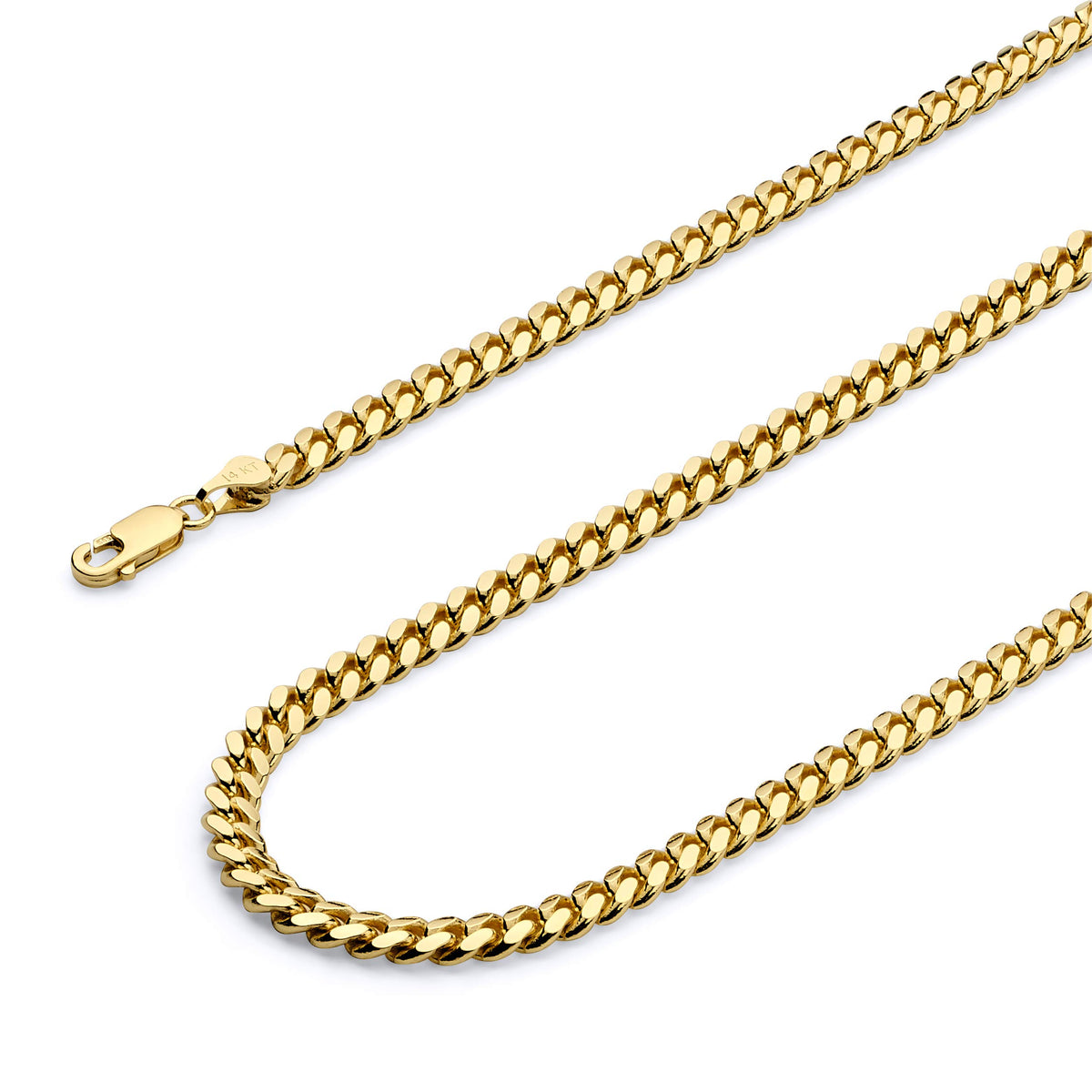 14k Yellow Gold Solid Cuban Curb Chain Necklace J90329