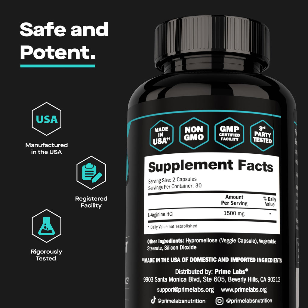 L Arginine 1500mg Nitric Oxide Supplements J3804