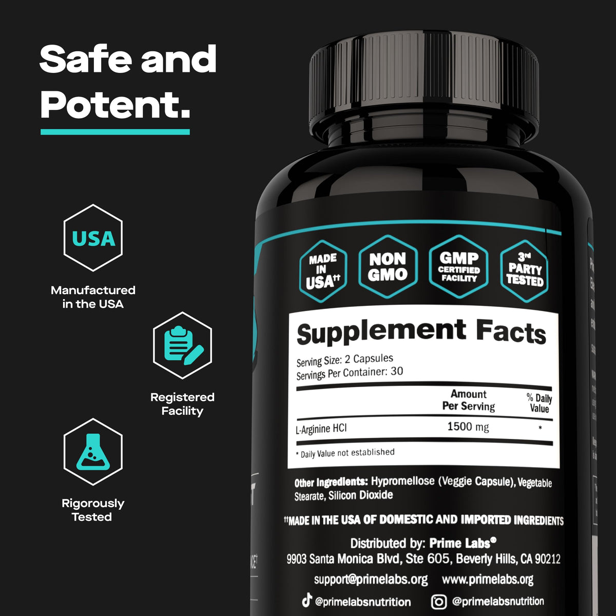 L Arginine 1500mg Nitric Oxide Supplements J3804