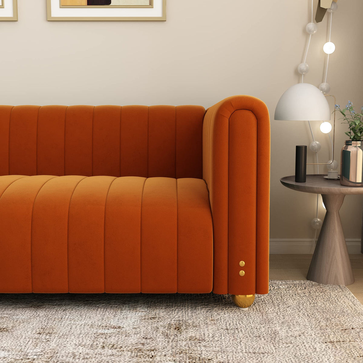 Orange Velvet 3 Seat Sofa M524673