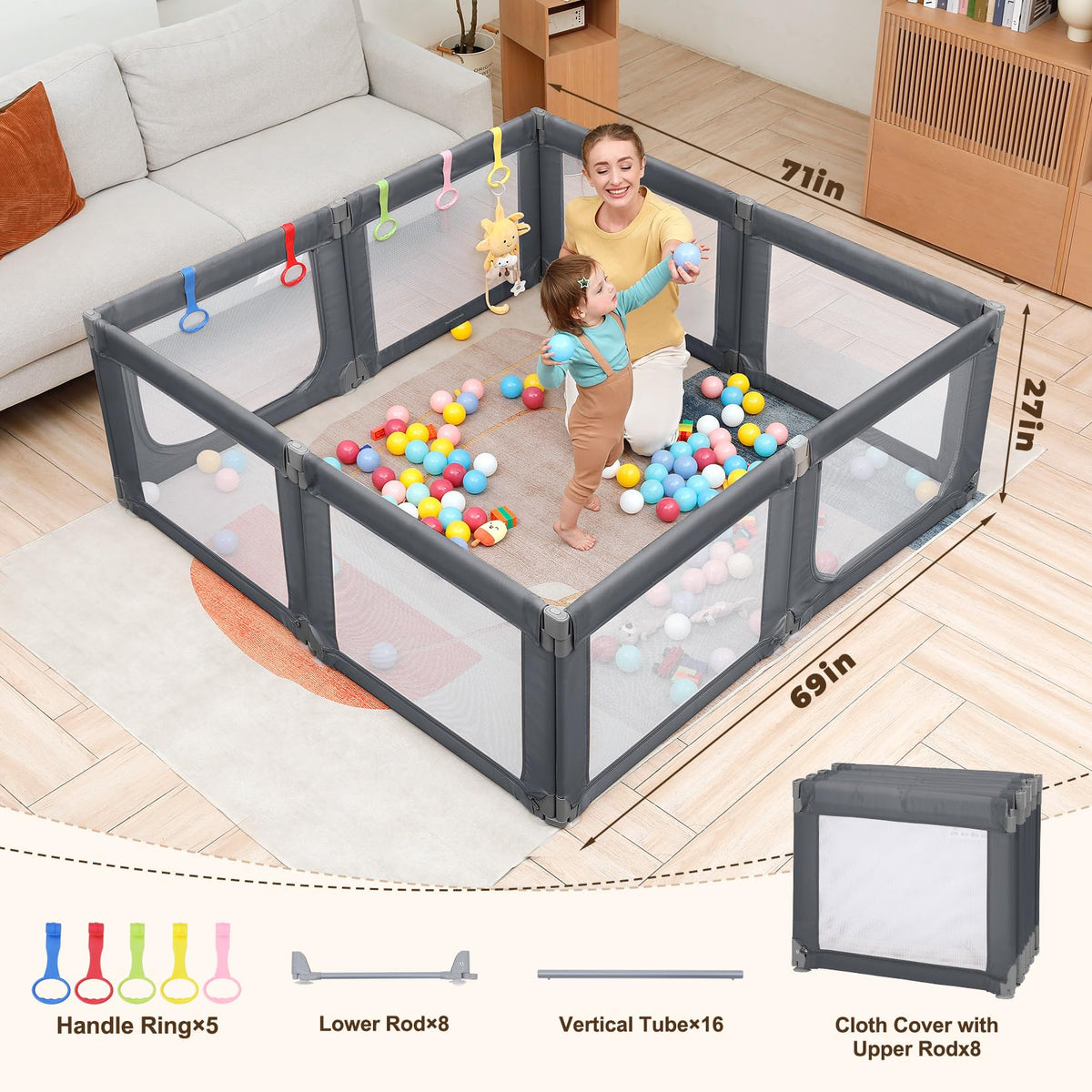 Grey Baby Playpen X671773
