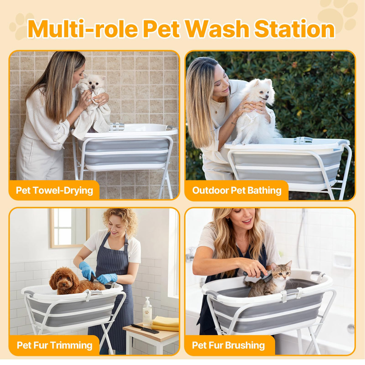2 in 1 Collapsible Portable Dog Bath Tub O764488