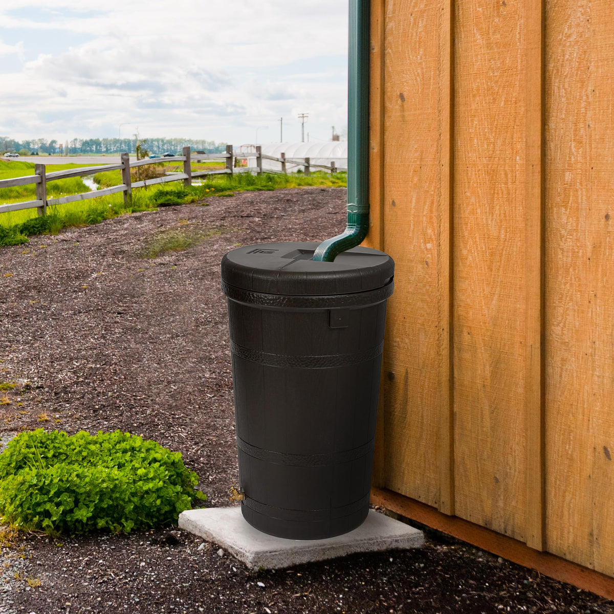 50 Gallon Oak Brown Water Collection Barrel S951