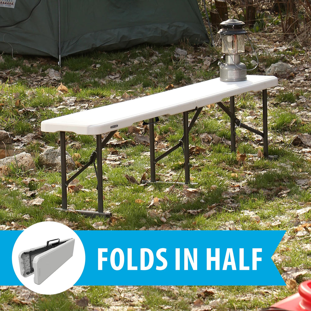 Portable Folding Bench, 6-Foot, UV-Resistant, Powder-Coated Steel K62867
