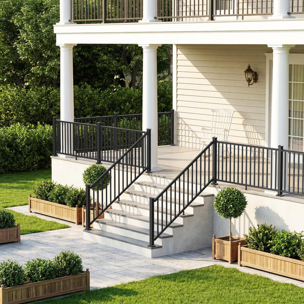Aluminum Stair Railing Kit with Post, Matte Black Q2824