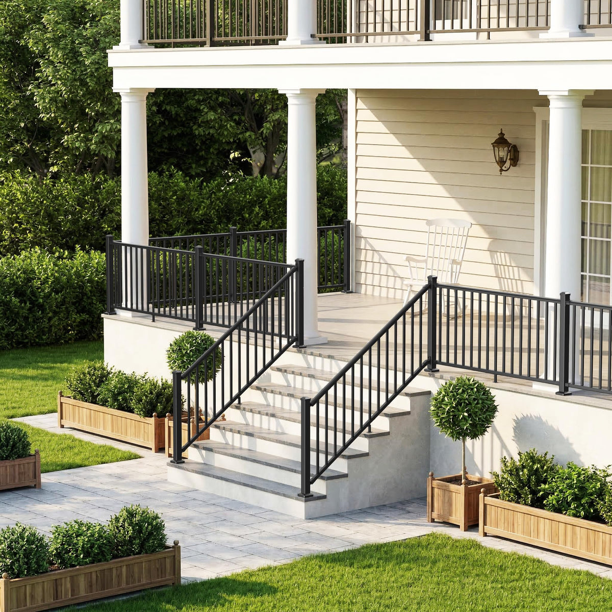 Aluminum Stair Railing Kit with Post, Matte Black Q2824