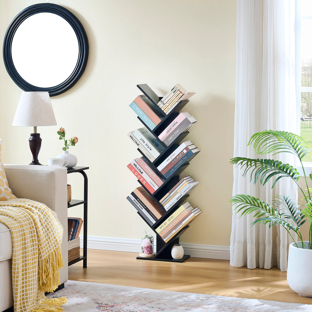 10 Tier Black Tree Bookshelf P3020