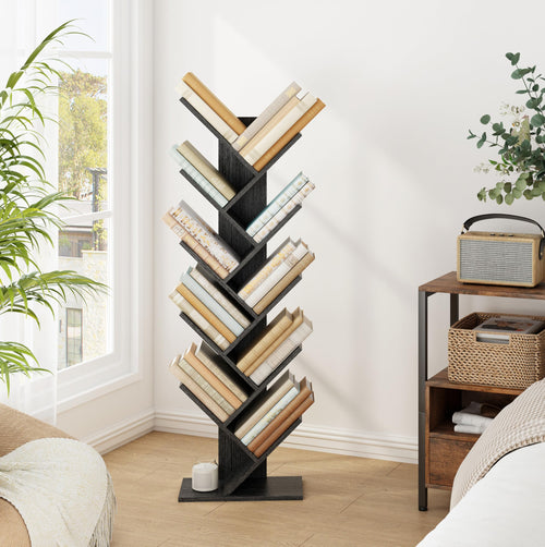 10 Tier Black Tree Bookshelf P3020