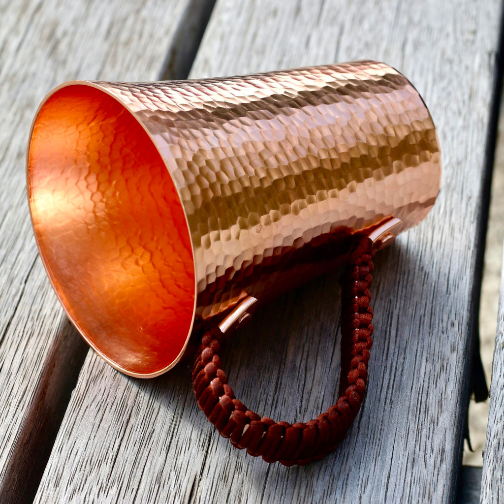 Copper Hand Hammered Ice Tea Cup with Handle 15 OZ P565757